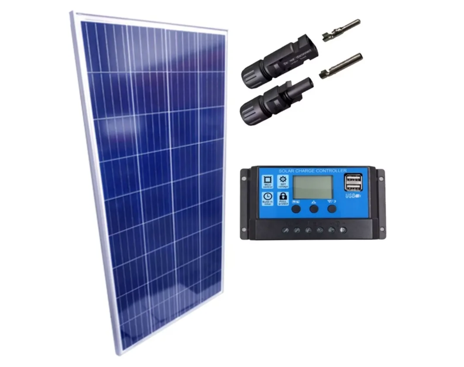Kit Placa Solar 340w Controlador De Carga 30a Lcd