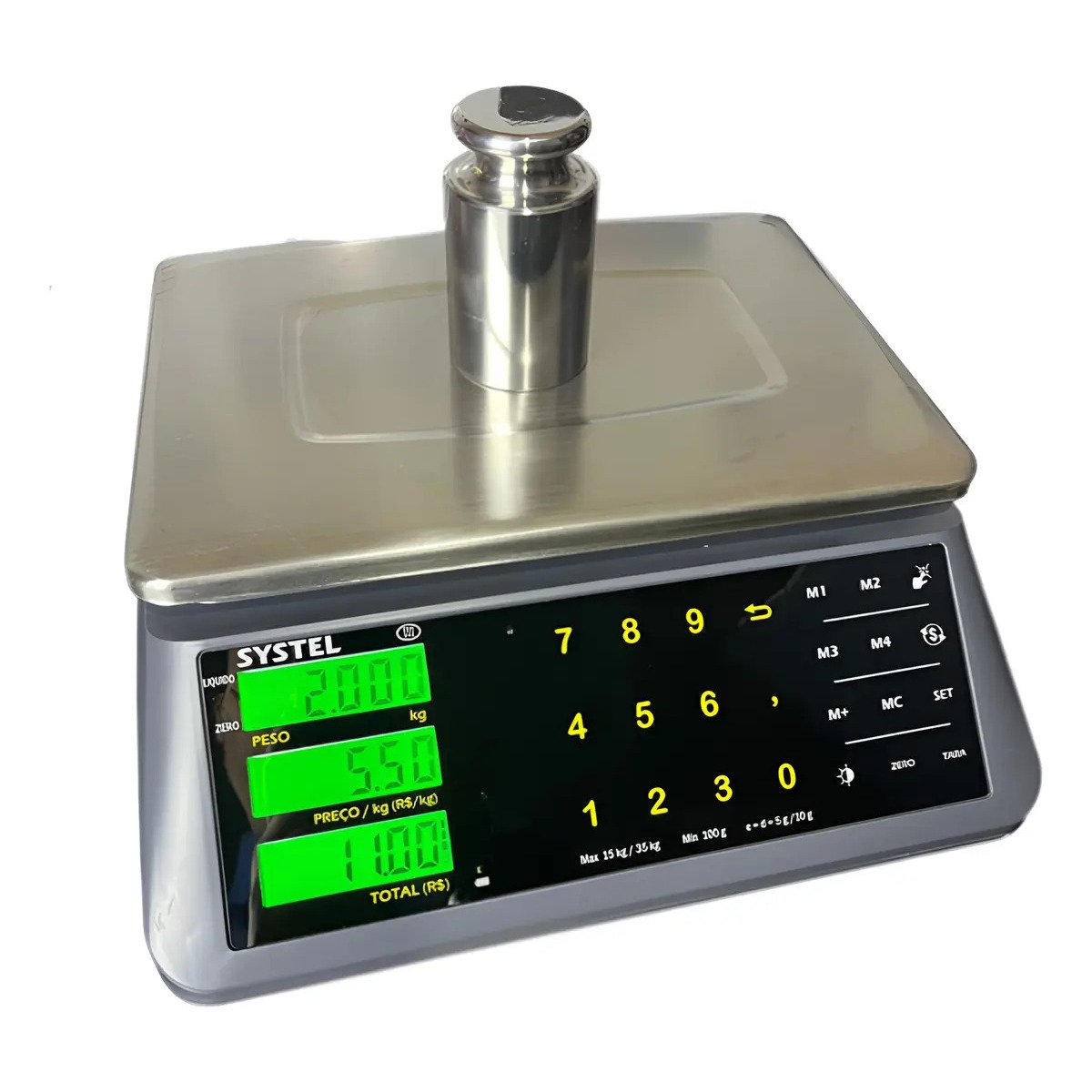 Balança Comercial Systel Micra 35kg Touch Inox com Bateria Interna
