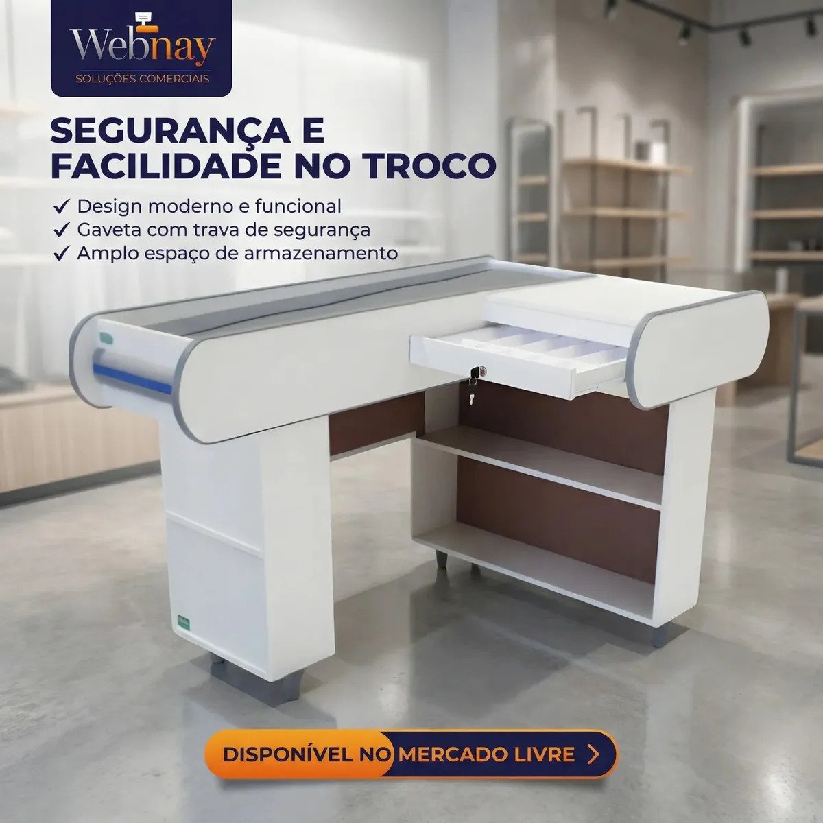 Caixa de Supermercado Artlux Check 140 MDF 1,4m Branco - Imagem 3