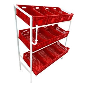Expositor Frutas Legumes Suporte C/ 12 Caixas Hortifruti Cor Branco-vermelho