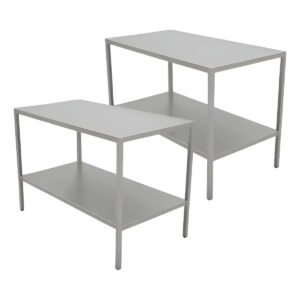 Kit 2 Mesas Inox Dupla 2 Prateleiras Suporte Choppeira 92cm