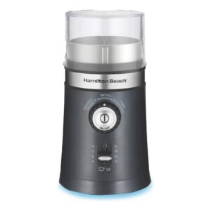 Moedor de Café Elétrico Hamilton Beach Ajustável Inox 150W Triturador Grãos Sementes Cuba Removível